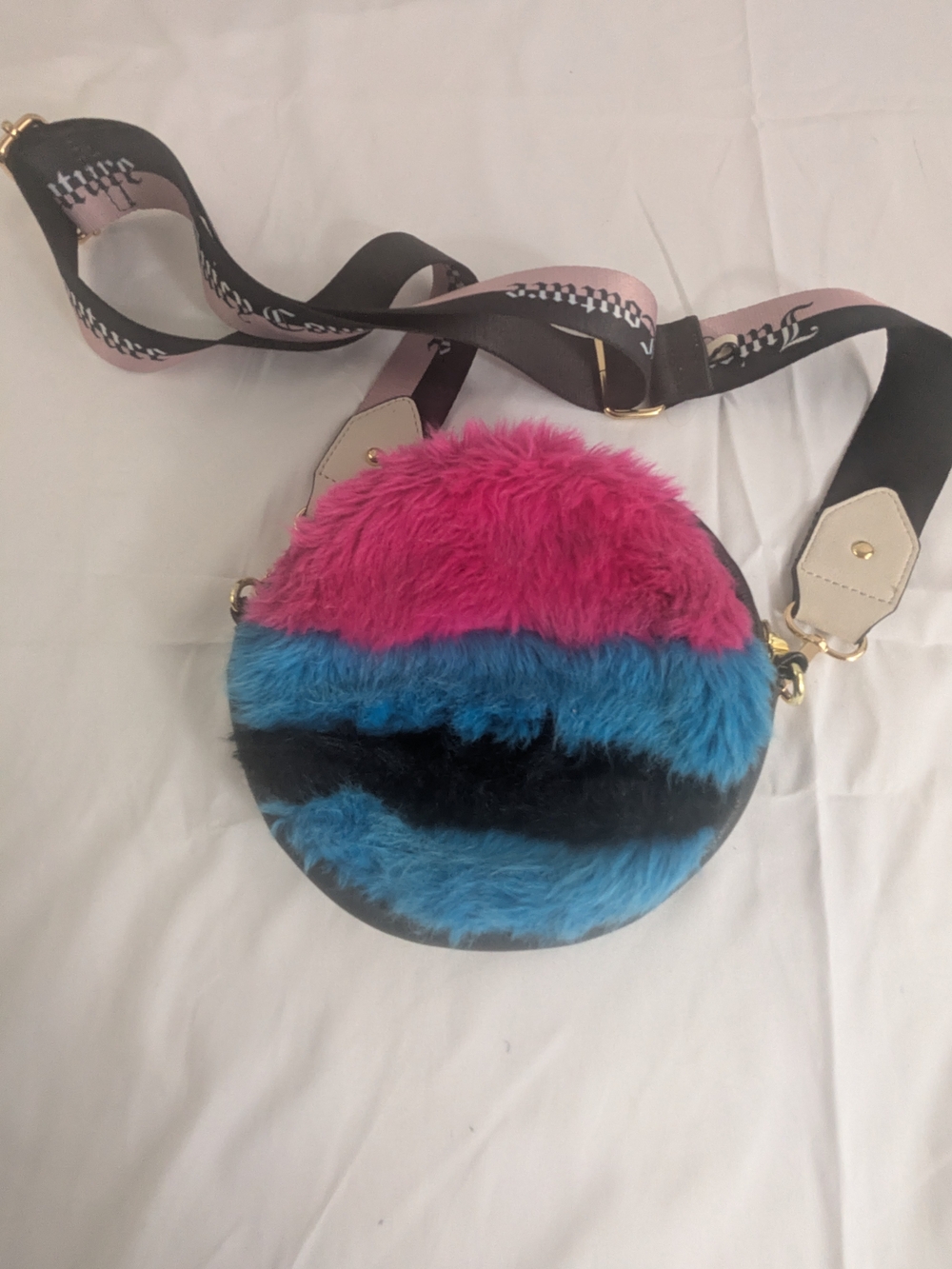 Betsey Johnson Trolls Faux Fur  Crossbody Pink Blue Black  Juicy Couture Strap